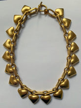 Vintage 1990's Anne Klein Matte Gold Puffy Hearts Choker