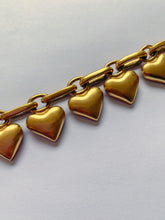Vintage 1990's Anne Klein Matte Gold Puffy Hearts Choker
