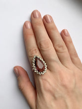 Vintage Teardrop Amethyst and Crystal Cocktail Ring