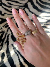 Kenneth Jay Lane Gold and Crystal Pave Snake Ring