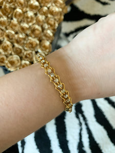 Vintage 1980's Gold Tone and Crystal Tennis Bracelet