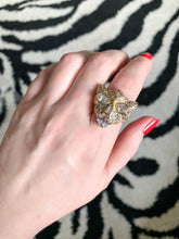 Vintage Kenneth Jay Lane Crystal Panther Cocktail Ring