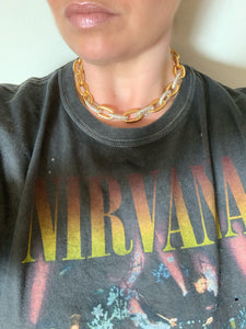 Kenneth Jay Lane Gold and Pave Chain Link Necklace