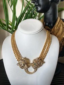 Vintage Kenneth Jay Lane Pave Panther Necklace