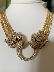 Vintage Kenneth Jay Lane Pave Panther Necklace