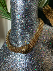 Vintage 1980's Gold Mesh Collar Necklace