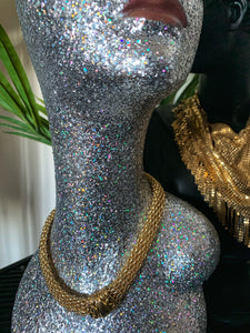 Vintage 1980's Gold Mesh Collar Necklace