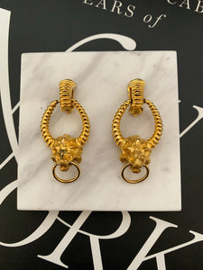 Vintage Kenneth Jay Lane Gold Doorknocker Clip Earrings