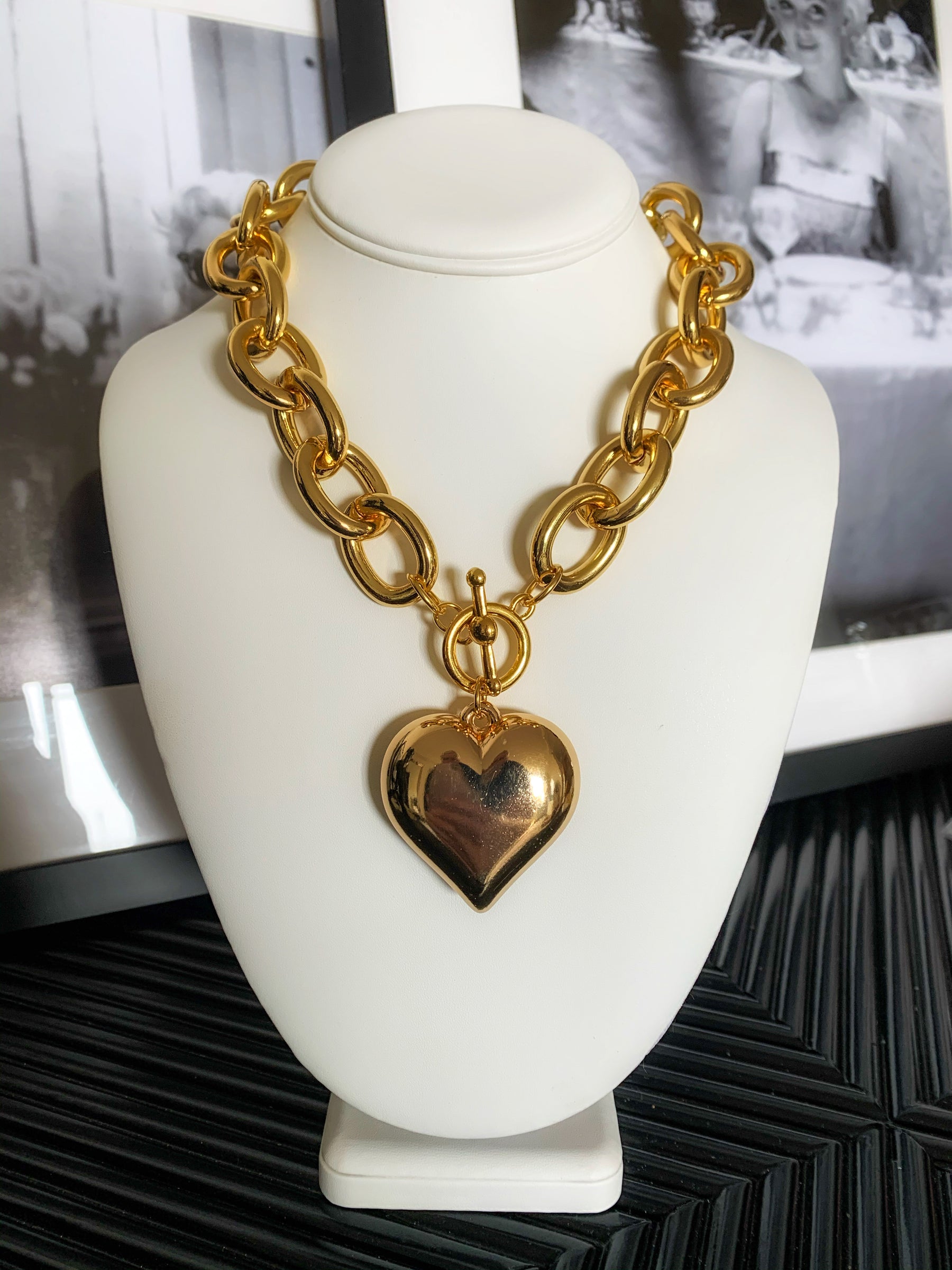 Kenneth Jay Lane Gold Chunky Heart Necklace
