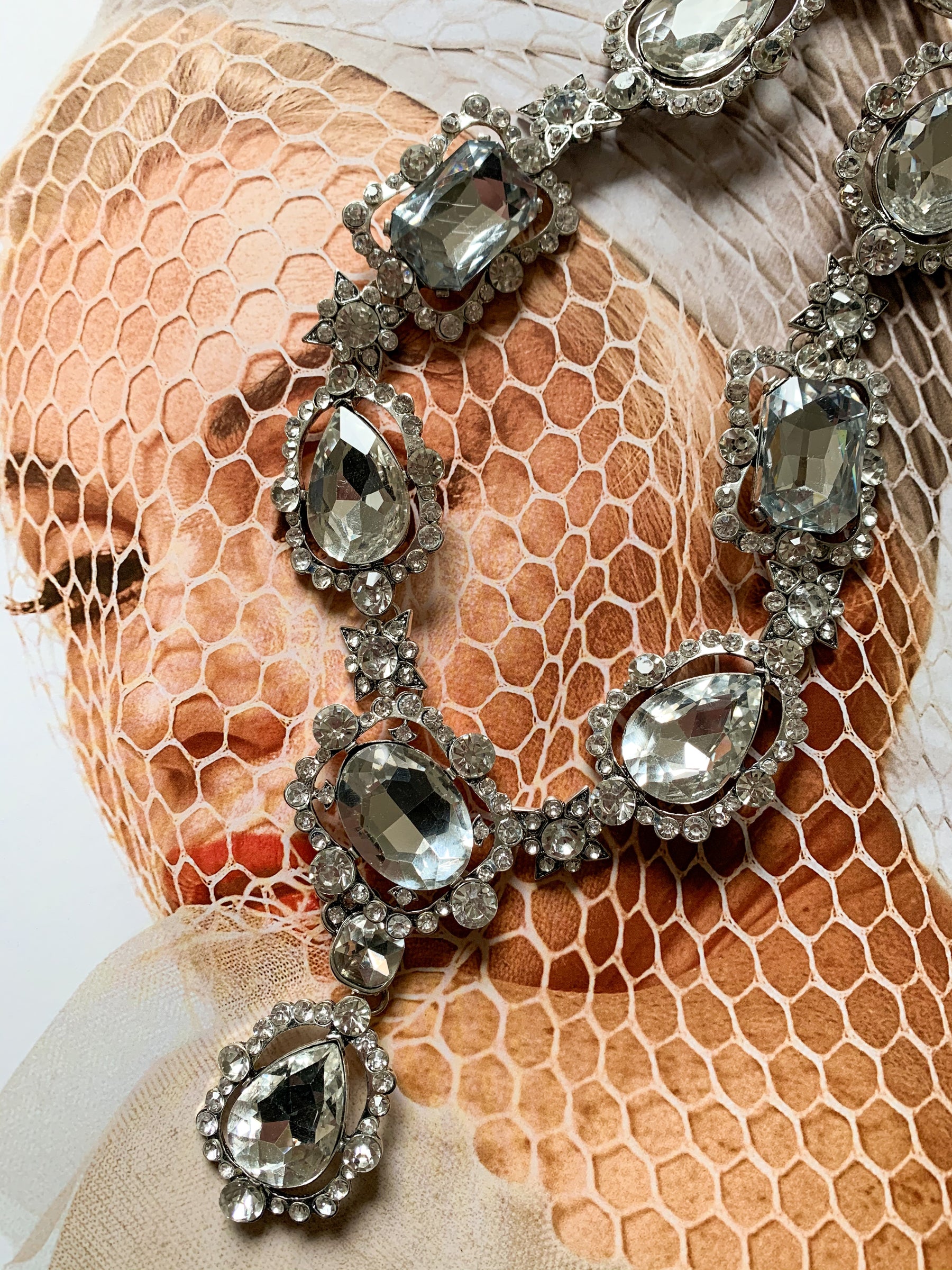 Massive Fabulous Vintage Oscar de la Renta Crystal Statement Necklace