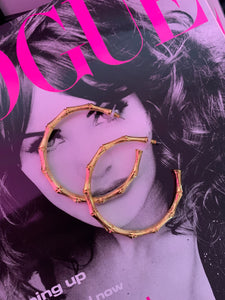 Kenneth Jay Lane Gold Bamboo Hoop Earrings