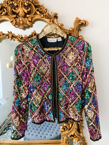 Vintage 1980's Jewel Tone Sequin Jacket