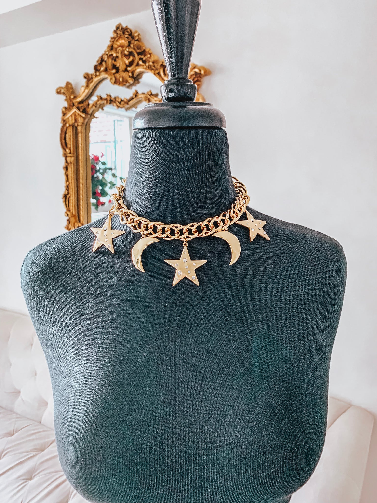 Vintage Kenneth Jay Lane Moon and Stars Choker The Champagne