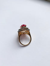 Vintage Pink Tourmaline and Crystal Cocktail Ring
