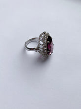 Vintage Teardrop Amethyst and Crystal Cocktail Ring
