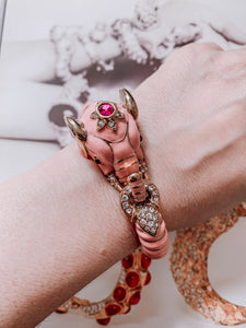 Vintage Kenneth Jay Lane Pink Jeweled Elephant Bracelet