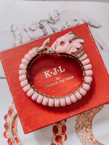 Vintage Kenneth Jay Lane Pink Jeweled Elephant Bracelet