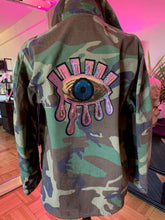 PRE-ORDER "Got Your Back" Pink Iridescent Sequin Evil Eye Vintage Camo Jacket