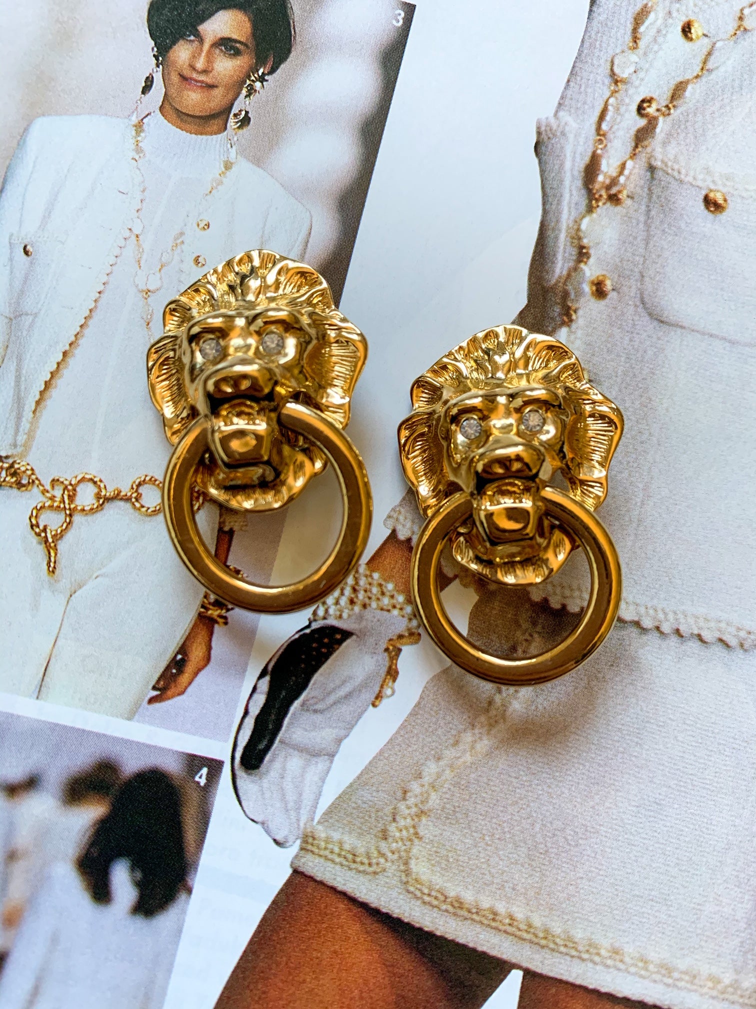 Vintage 1990's Kenneth Jay Lane Lion Head Earrings