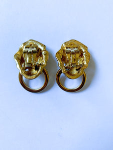 Vintage 1990's Kenneth Jay Lane Lion Head Earrings