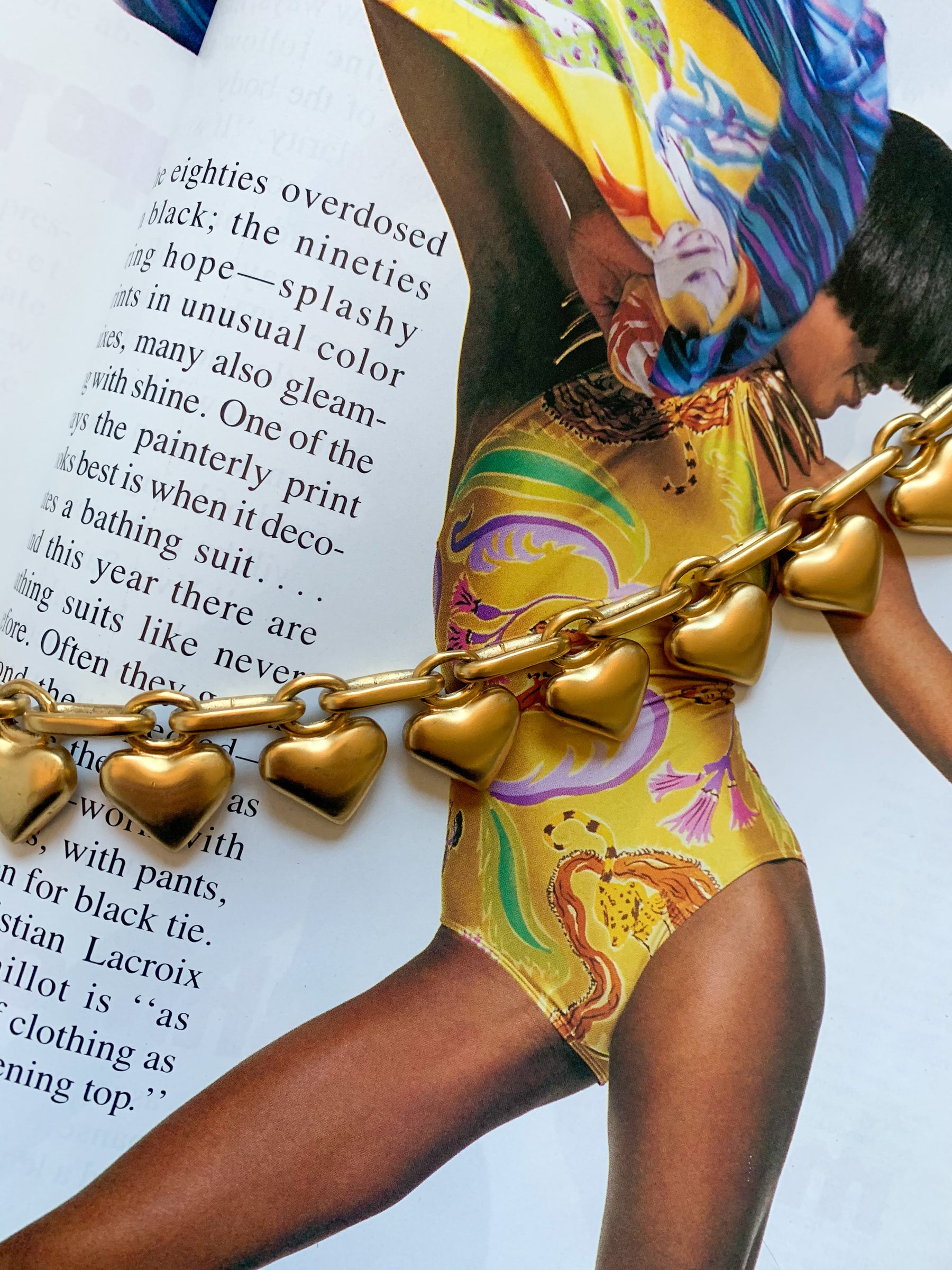 Vintage 1990's Anne Klein Matte Gold Puffy Hearts Choker