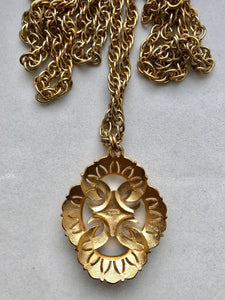 Vintage Trifari Gold Pendant Statement Necklace