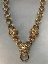 Vintage 1980's Kenneth Jay Lane Gold Plated Lion's Head Door Knocker Necklace