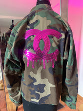 Hot Pink CC Drip Sequin Vintage Military Jacket