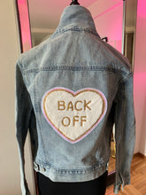 "Back Off" Vintage Embellished Denim Jacket, Size Medium