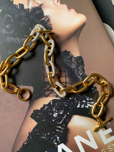 Kenneth Jay Lane Gold and Pave Chain Link Necklace