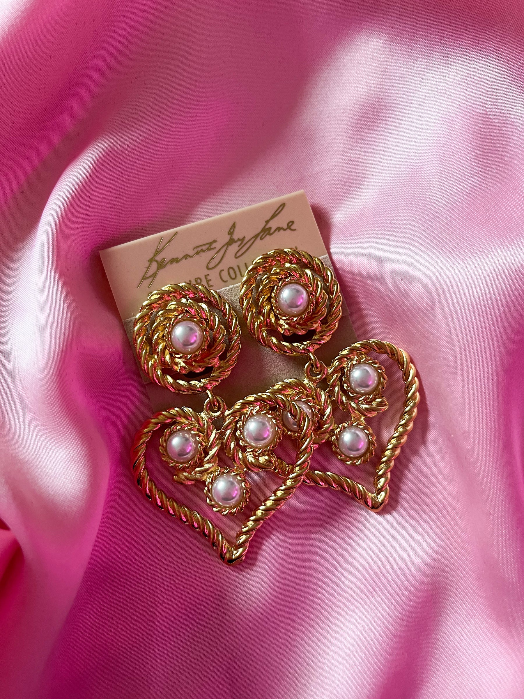Kenneth Jay Lane 22k Goldplated Dripping Heart Pearl Clip Earrings