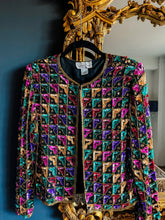 1980's Designer Vintage Jewel Tone Sequin Jacket, S