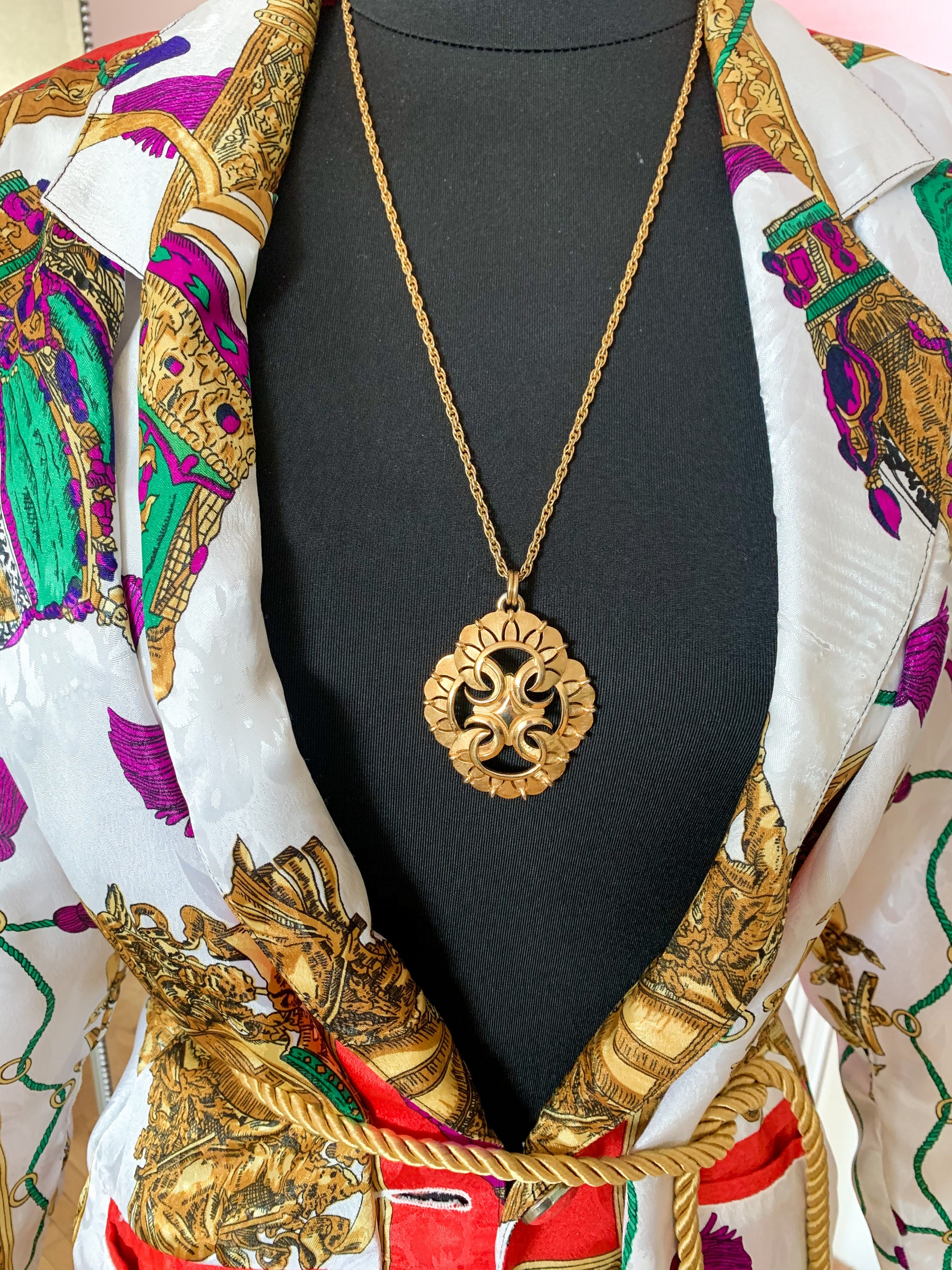 Vintage 1990's Trifari Gold Medallion Necklace