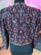 Vintage 1980's Laurence Kazar Pink and Purple Sequin Jacket, L/XL
