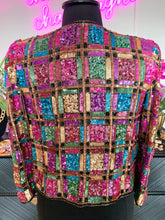 Vintage 1980's Laurence Kazar Rainbow Sequin Jacket, XL