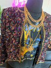 Vintage 1980's Laurence Kazar Pink and Purple Sequin Jacket, L/XL