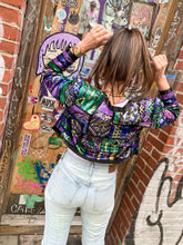 Vintage 1980's Laurence Kazar Teal Sequin Cropped Bolero Jacket, S/M