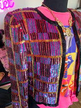 Vintage 1980's Laurence Kazar Pink and Gold Sequin Jacket, S