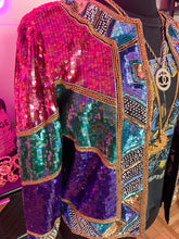 Show-Stopping Vintage 1980's Laurence Kazar Jewel Tone Sequin Jacket, XL