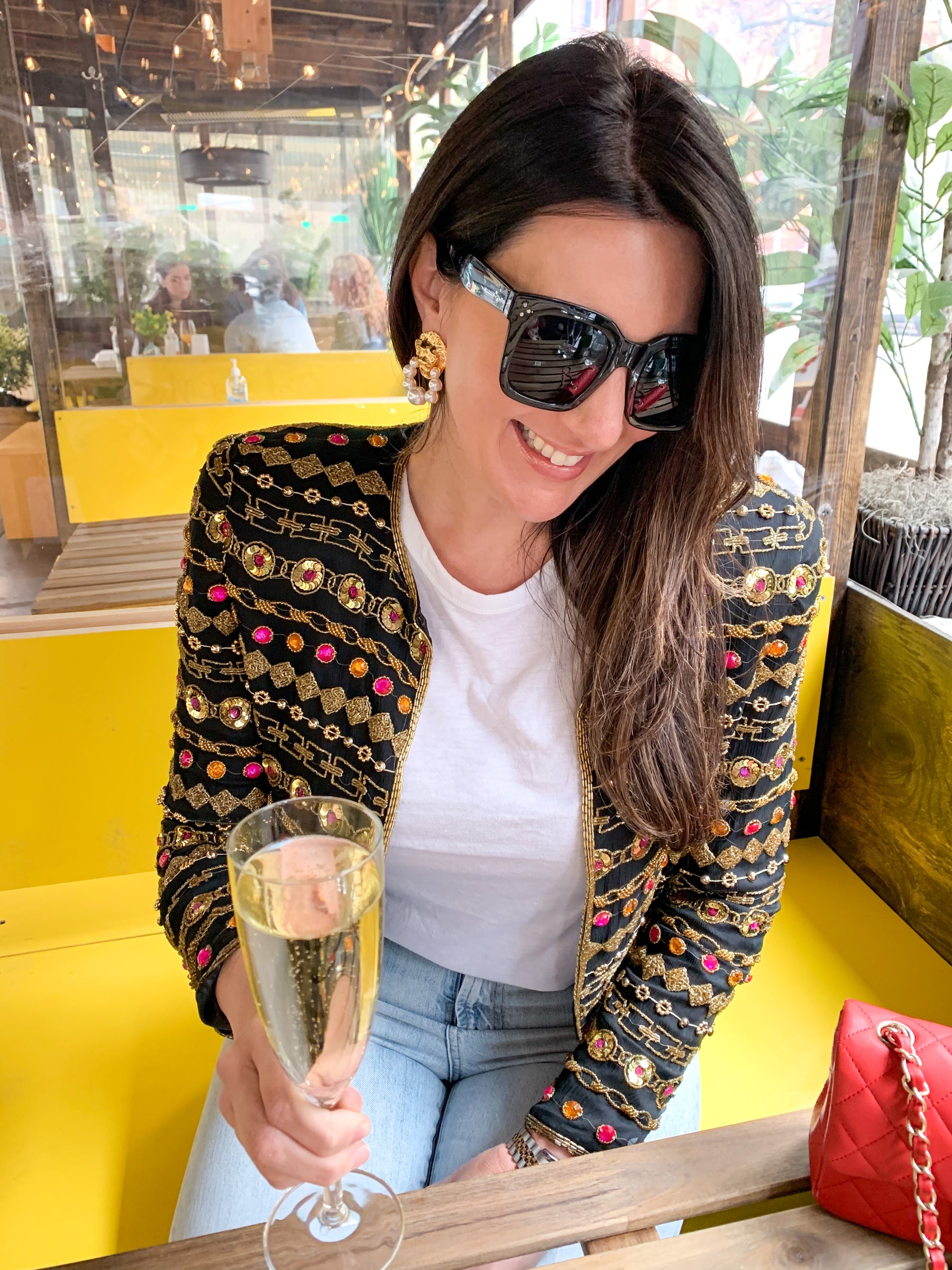 Vintage 1980's Hot Pink and Gold Sequin Jacket, S