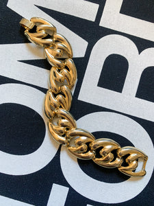 Vintage 1980's Polished Gold Chain Bracelet