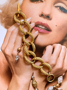 Vintage 1980's Anne Klein Brushed Gold Chunky Link Bracelet