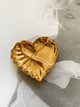 Vintage 1980's Polished Gold Heart Brooch