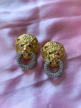 Kenneth Jay Lane Gold Lioness Pave Clip Earrings