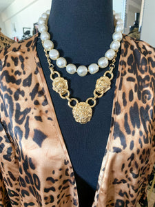 Vintage Kenneth Jay Lane Lion's Head Gold Necklace