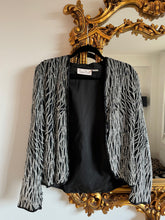 Vintage 1980's Laurence Kazar Black and Silver Sequin Jacket, M