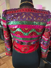 Vintage 1980's Laurence Kazar Red and Pink Sequin Jacket, S