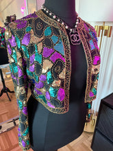 Vintage 1980's Cropped Sequin Bolero Jacket, L